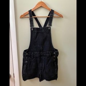 Madewell Black Overall Shorts Raw Hem Size S